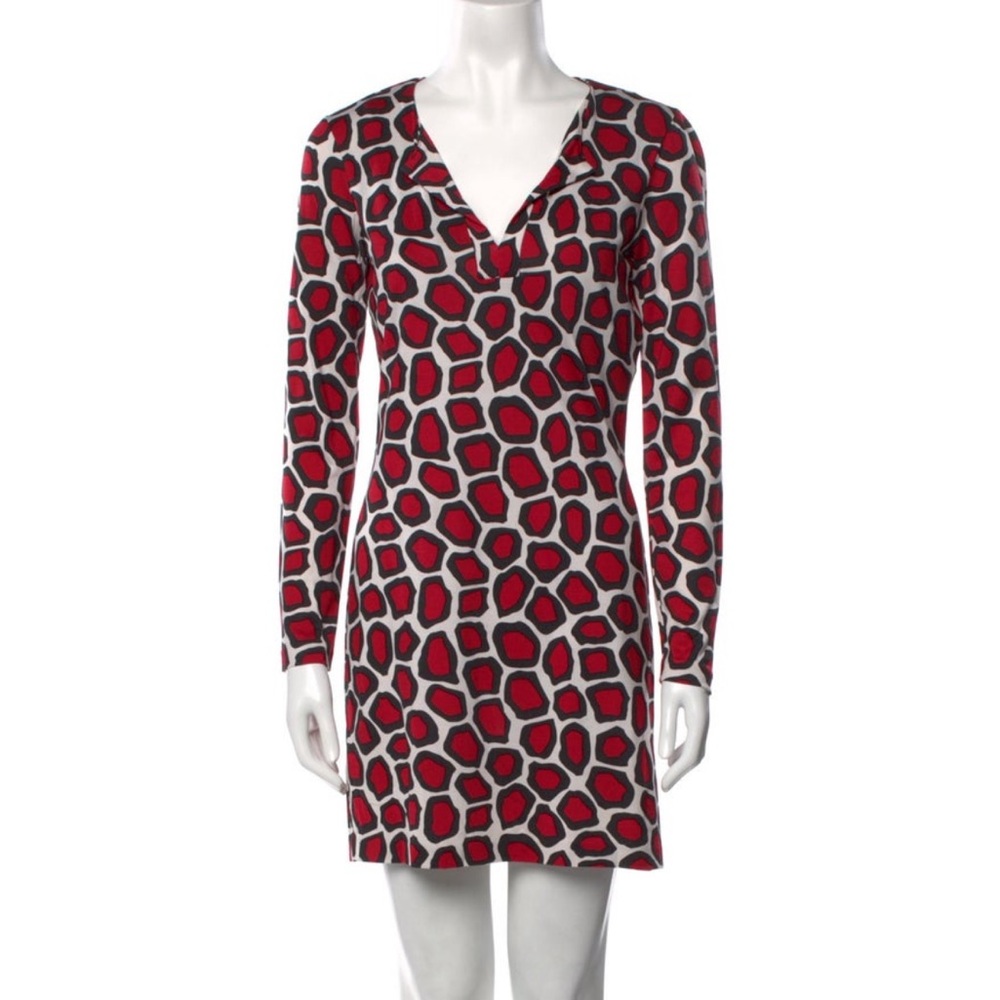 Diane Von Furstenburg Stylish Red Patterned mini Dress